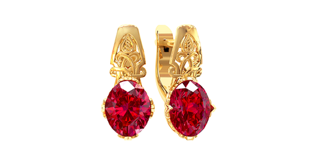 ср140 Серьги с камнем рубин