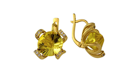 ср149 Объёмные серьги с фианитами.