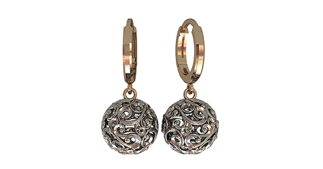 ср151 Серьги «Шары ажурные» из золота.