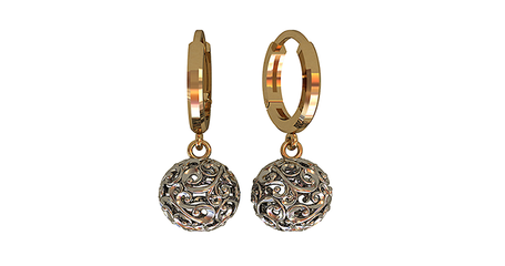 ср152 Серьги Шары ажурные без камней 