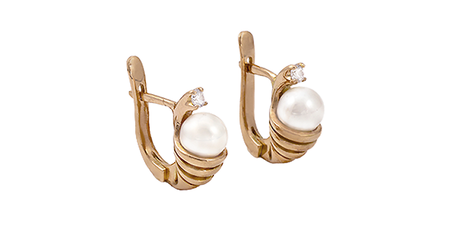 ср163 Серьги  «Жемчуг в ракушке» — морская сказка