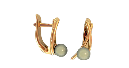 ср165 Серьги в красном золоте с цветным жемчугом 