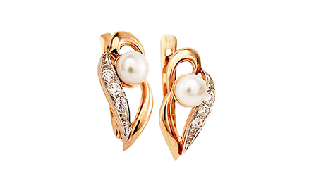 ср167 Золотые серьги с жемчугом 