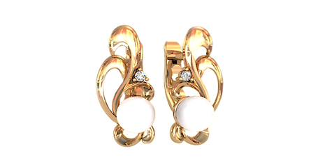 ср168 Серьги с фианитами и жемчугом 