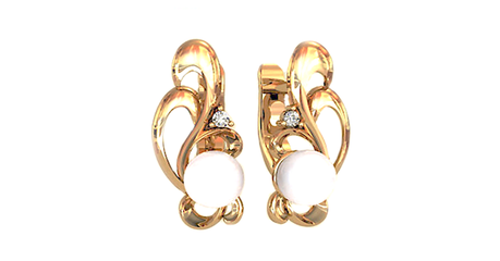 ср168 Серьги с фианитами и жемчугом 