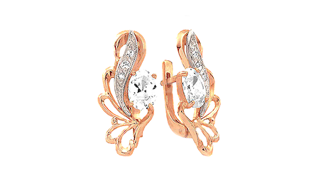 ср176 Серьги в форме цветка с фианитами