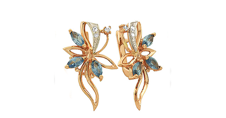 ср178 Серьги с фианитами огранки маркиз 