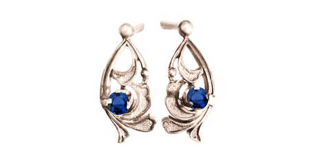 ср179 Серьги-веточки в белом золоте с фианитами 