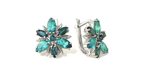 ср183 Золотые серьги и красного цвета камни.