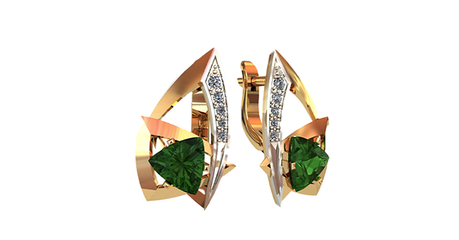 ср189 Серьги геометрической формы с фианитами 