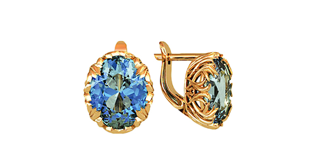 ср191 Серьги с крупным фианитом под топаз 