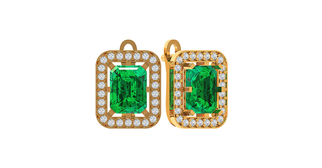 ср195 Серьги прямоугольной формы с фианитами 