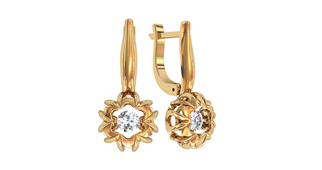 cр198 Золотые серьги с фианитами.