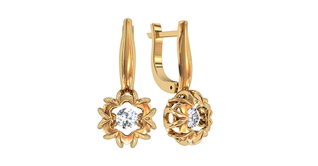 cр198 Золотые серьги с фианитами.