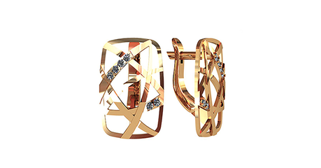 ср200 Золотые серьги геометрической формы.