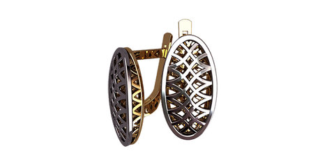 ср202 Серьги комбинированные (белое золото) без камней 