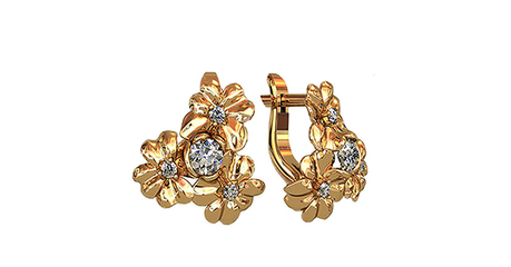 ср204 Золотые серьги с фианитами