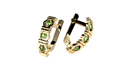 ср208 Серьги с зелеными фианитами 
