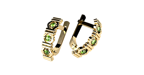 ср208 Серьги с зелеными фианитами 