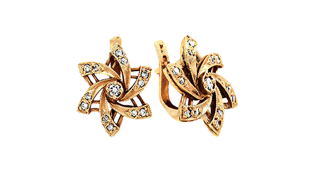 ср218 Объёмные серьги с фианитами 