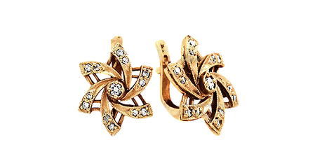 ср218 Объёмные серьги с фианитами 