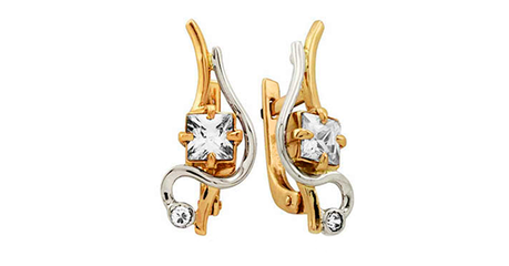 ср231 Серьги с квадратными фианитами 