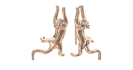 ср240 Золотые серьги-каффы Кошечки