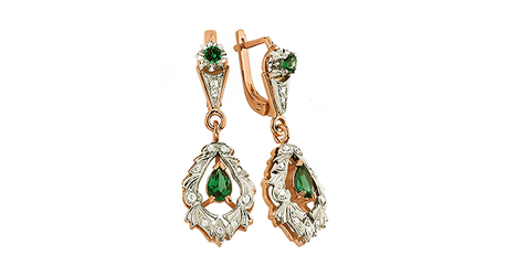 ср246 Винтажные серьги с накладками из белого золота