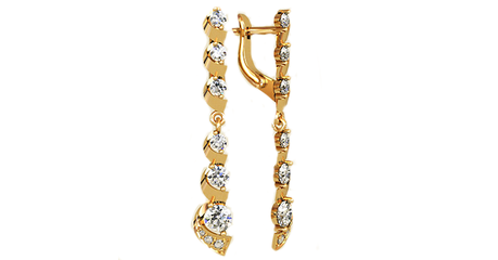 ср259 Длинные серьги с фианитами 