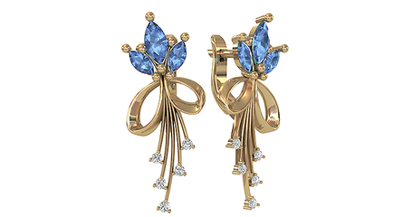 ср262 Нарядные золотые серьги с маркизами 