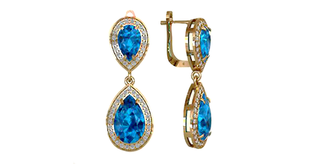 ср264 Золотые серьги-подвески классической формы с фианитами 