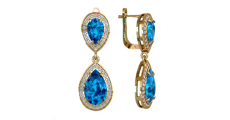 ср264 Золотые серьги-подвески классической формы с фианитами 