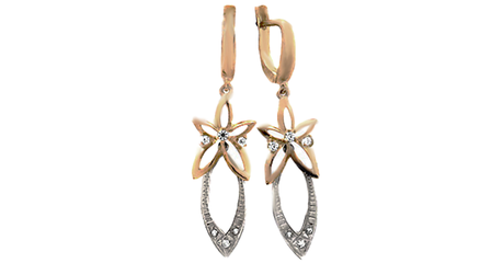 ср281 Длинные золотые серьги с фианитами 