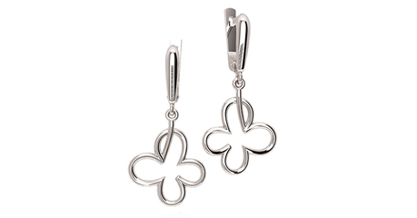 ср295 Золотые серьги в форме клевера