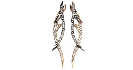 ср300 Роскошные золотые серьги в лимонном и белом золоте инкрустированные фианитами 