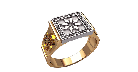 пч002 Перстень Крест Сварога - площадка в форме квадрата