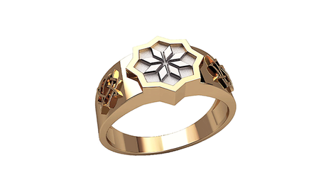 пч003 Перстень Крест Сварога - площадка в форме Креста Сварога