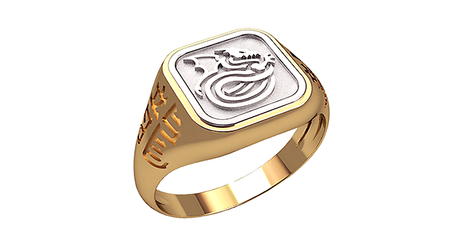 пч009 Стильная массивная печатка с драконом