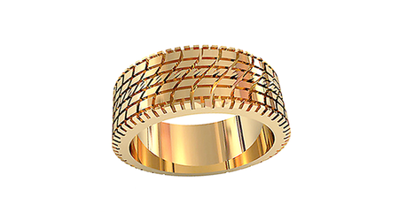 пч028 Стильное кольцо «Золотая шина»