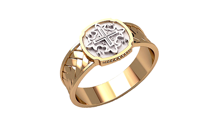 пч038 Печатка из золота (накладка Крест)