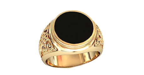 пч050 Объёмная печатка с ониксом - сдержанная роскошь.