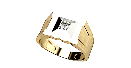 пч060 Печатка в лимонном золоте с фианитом 