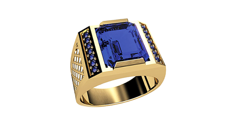 пч069  Массивный перстень с синтетическим сапфиром