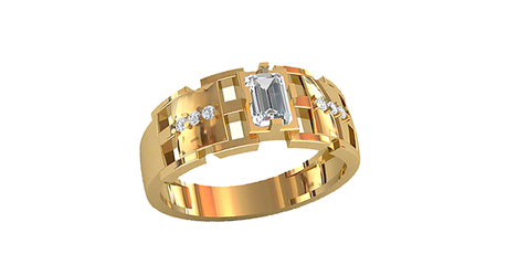 пч072 Золотая печатка с фианитами