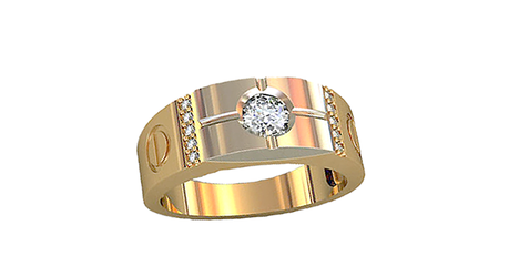 пч073 Печатка с накладкой из белого золота 