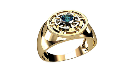 пч082 Печатка с зелёным фианитом 