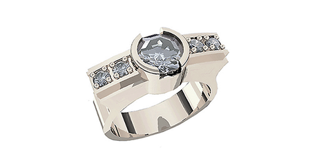  пч085 Необычное золотое кольцо с фианитами