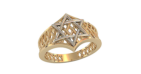 пч091 Кольцо из комбинированного золота без камней.