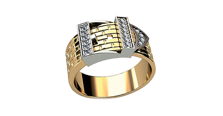 пч095 Печатка в золоте «ПРЯЖКА РЕМНЯ» — дерзкий стиль дикого запада