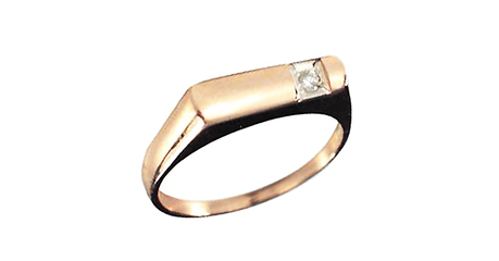 пч105 Узкая печатка с фианитом 